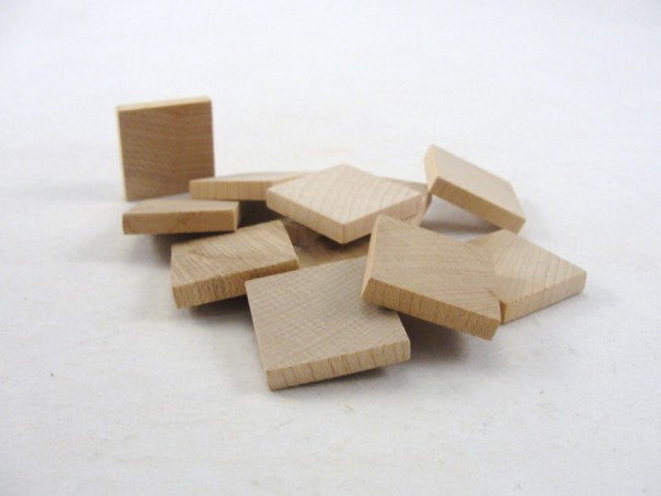 Wooden square tile one inch 1" x 3/16" thick set of 12 - Wood parts - Craft Supply House