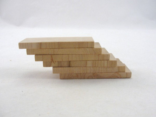 Wooden rectangle 3" x 1.25" unfinished DIY set of 6 - Wood parts - Craft Supply House