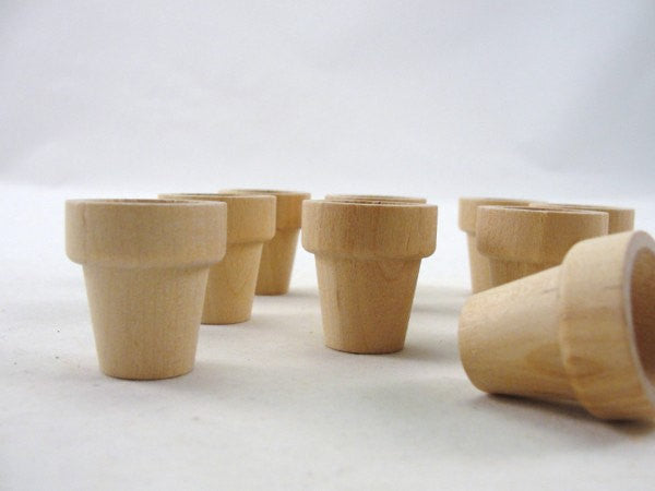 Wooden flower pot 1 1/16" (2.7 cm) set of 12 - Wood parts - Craft Supply House