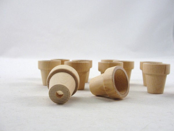 Wooden flower pot 1 1/16" (2.7 cm) set of 12 - Wood parts - Craft Supply House
