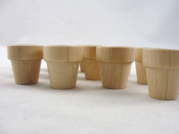 Wooden flower pot 1 5/16" (3.33 cm) set of 12 - Wood parts - Craft Supply House