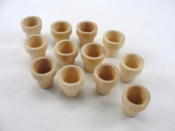 Wooden flower pot 1 5/16" (3.33 cm) set of 12 - Wood parts - Craft Supply House