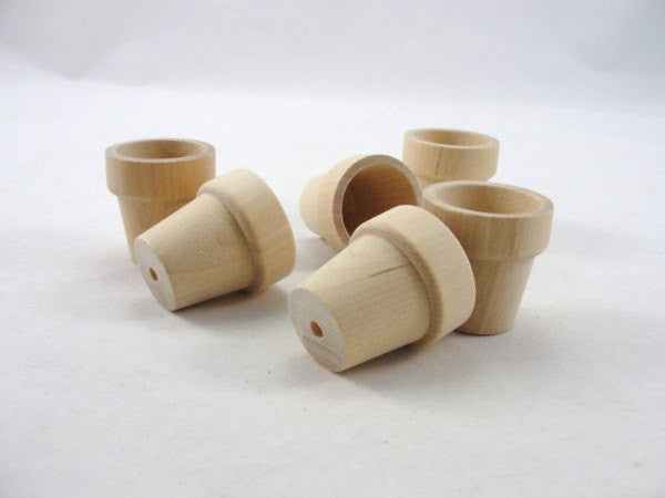 Wooden flower pots 1 9/16" (3.97 cm) set of 6 - Wood parts - Craft Supply House