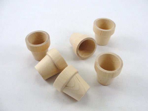 Wooden flower pots 1 9/16" (3.97 cm) set of 6 - Wood parts - Craft Supply House