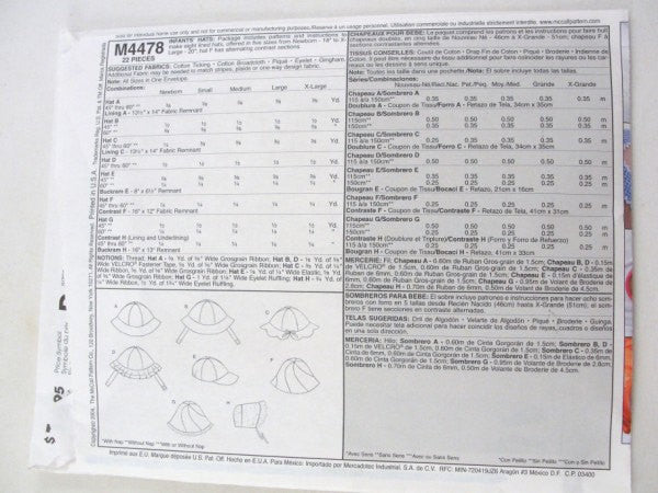 Infant toddler hat pattern McCalls 4478 - Patterns - Craft Supply House