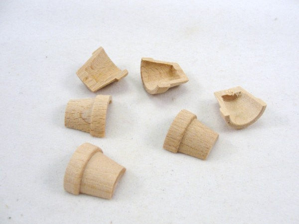 Split wooden flower pot miniature 1 1/8" tall set of 6 pieces - Wood parts - Craft Supply House
