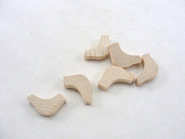 Miniature bird wood 1 1/4" x 1/4" unfinished diy set of 6 - Wood parts - Craft Supply House