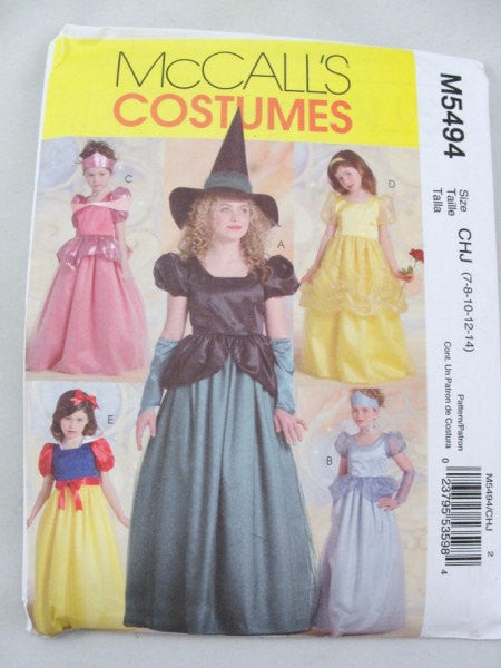 Costume pattern princess witch snow white McCalls 5494 size 7-14 - Patterns - Craft Supply House