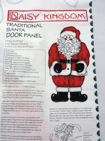 Daisy Kingdom Santa Door panel DIY make your own - Fabric - Craft Supply House