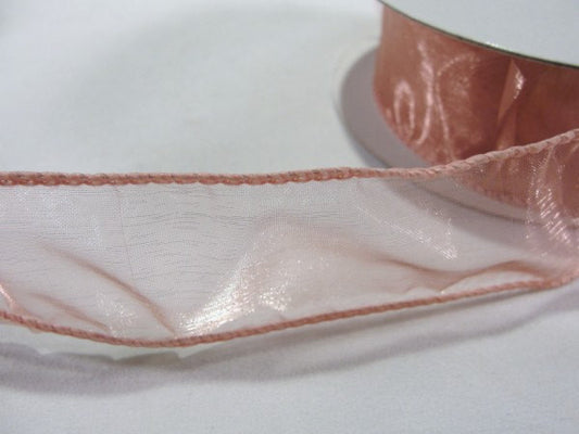 Wire Edge Floral Ribbon Sheer mauve 1.5 inches wide - Floral Supplies - Craft Supply House
