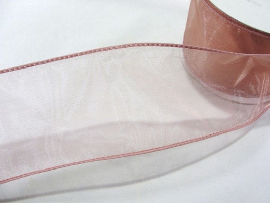 Wire Edge Floral Ribbon Sheer mauve 2.5 inches wide - Floral Supplies - Craft Supply House