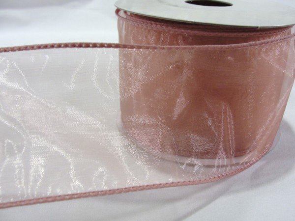 Wire Edge Floral Ribbon Sheer mauve 2.5 inches wide - Floral Supplies - Craft Supply House