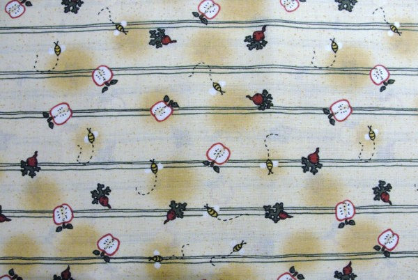 Leslie Beck apple fabric with stripes Heartland yardage - Fabric - Craft Supply House