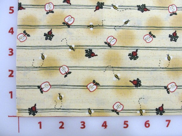 Leslie Beck apple fabric with stripes Heartland yardage - Fabric - Craft Supply House