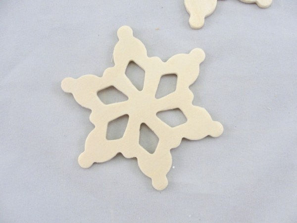 Wooden snowflake unfinished DIY 3 1/2" set of 5 - Wood parts - Craft Supply House
