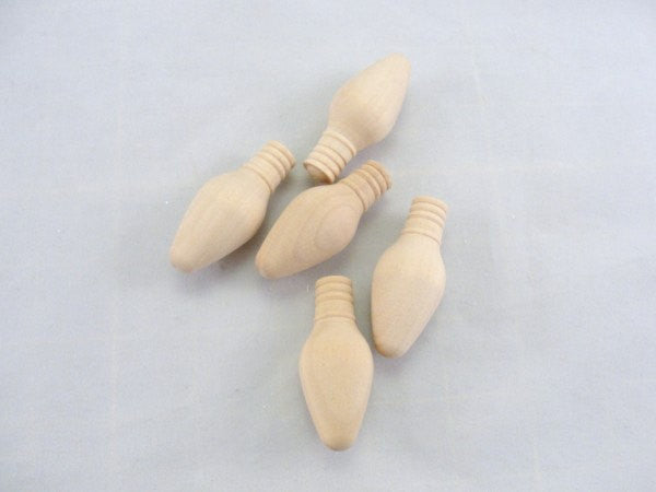 2" Wooden Christmas tree light ornament without hole unfinished diy set of 5 - Wood parts - Craft Supply House