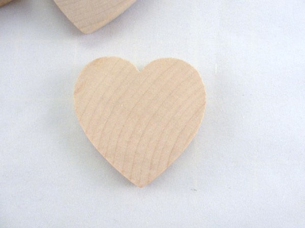 6 Chunky wooden hearts 2 inch (2") wide 1/2" thick - Wood parts - Craft Supply House