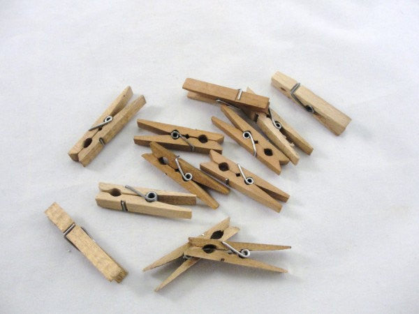 Mini clothespin stained 1 3/4" long set of 12 - Wood parts - Craft Supply House