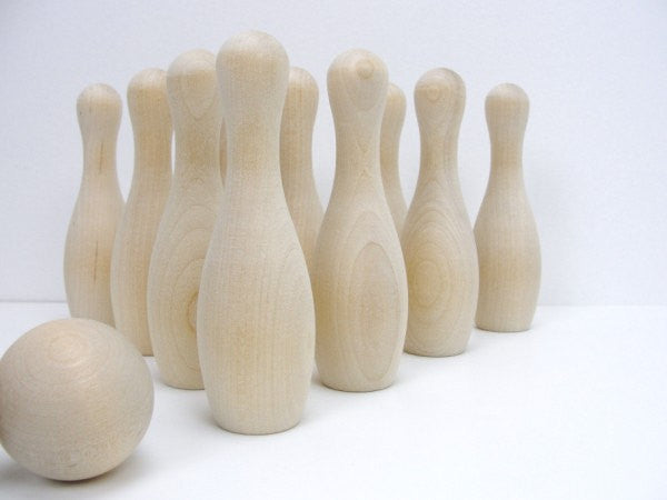 DIY bowling game, 5" wooden bowling pins - Wood parts - Craft Supply House