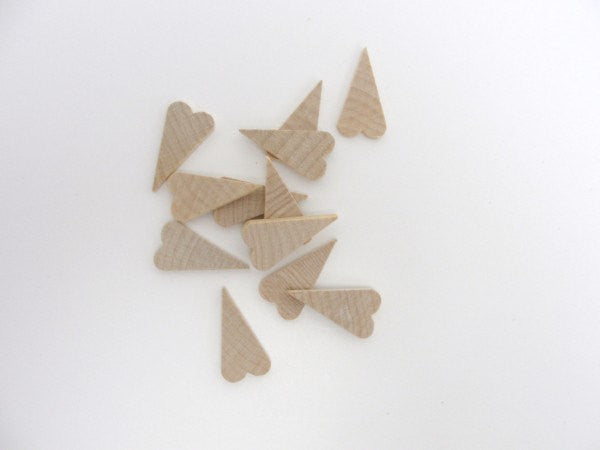12 Small primitive wooden hearts 1 inch (1") tall 1/8" thick - Wood parts - Craft Supply House