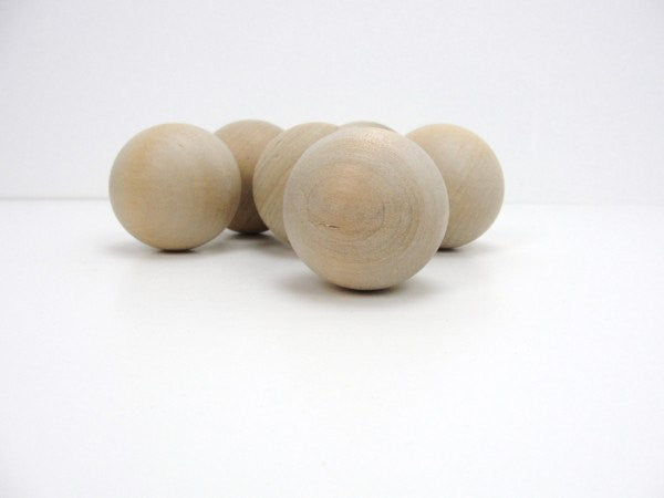 Wooden ball 1.75" (1 3/4") solid wood set of 6 - Wood parts - Craft Supply House