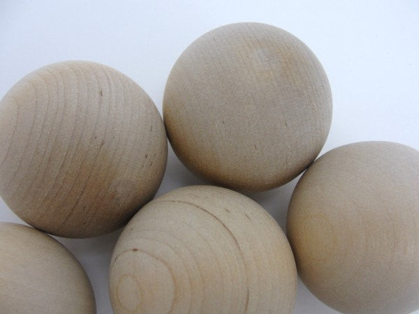 Wooden ball 1.75" (1 3/4") solid wood set of 6 - Wood parts - Craft Supply House