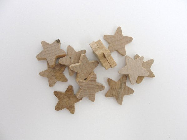 Traditional wooden stars 1 inch (1") x 3/16" thick set of 12 - Wood parts - Craft Supply House