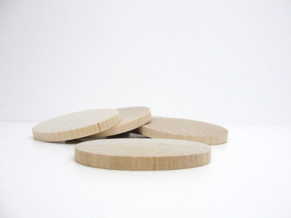 Oval wooden disc 2 inch (2") set of 6 - Wood parts - Craft Supply House