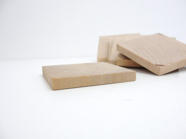 Wooden square tiles 2 inch (2") by 1/4" thick - Wood parts - Craft Supply House