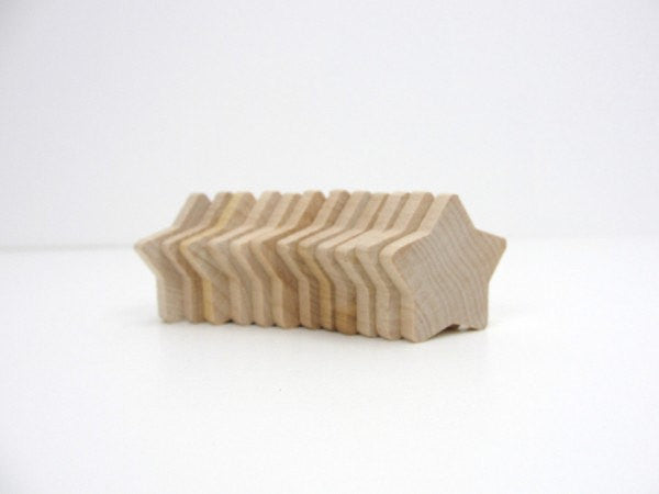 Rounded wooden stars 1 3/8 inch (1 3/8") set of 12 - Wood parts - Craft Supply House