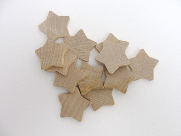 Rounded wooden stars 1 3/8 inch (1 3/8") set of 12 - Wood parts - Craft Supply House