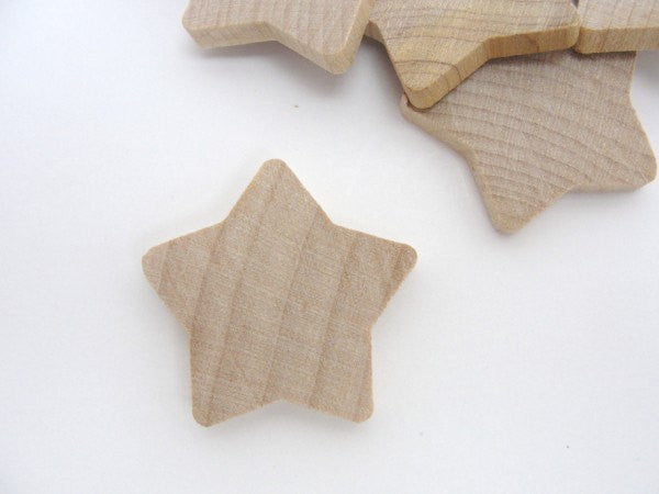 Rounded wooden stars 1 3/8 inch (1 3/8") set of 12 - Wood parts - Craft Supply House