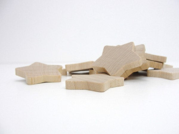 Rounded wooden stars 1 3/8 inch (1 3/8") set of 12 - Wood parts - Craft Supply House