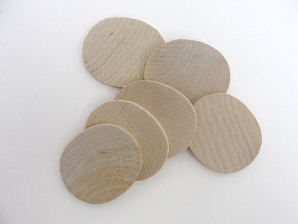 Oval wooden disc 2 inch (2") set of 6 - Wood parts - Craft Supply House