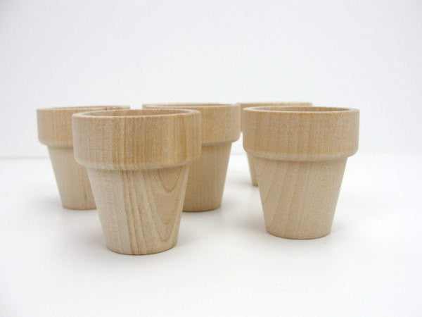 Wooden flower pot 1 15/16" (almost 2") 4.92 cm set of 6 - Wood parts - Craft Supply House