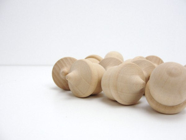 Lifesize Wooden acorns set of 12 Unfinished DIY - Wood parts - Craft Supply House