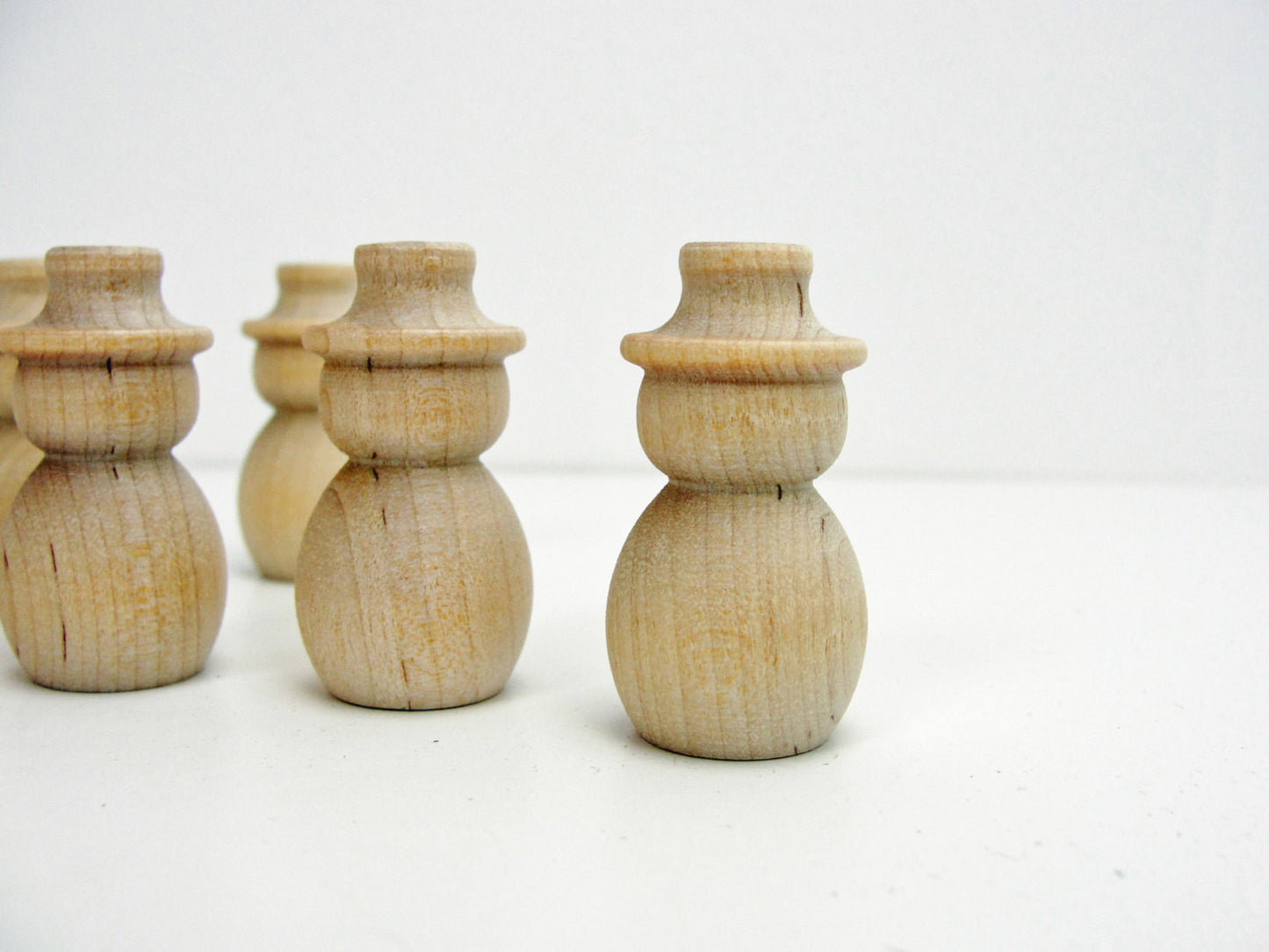 Miniature turned wooden Snowman 1 1/2" tall set of 6 - Wood parts - Craft Supply House