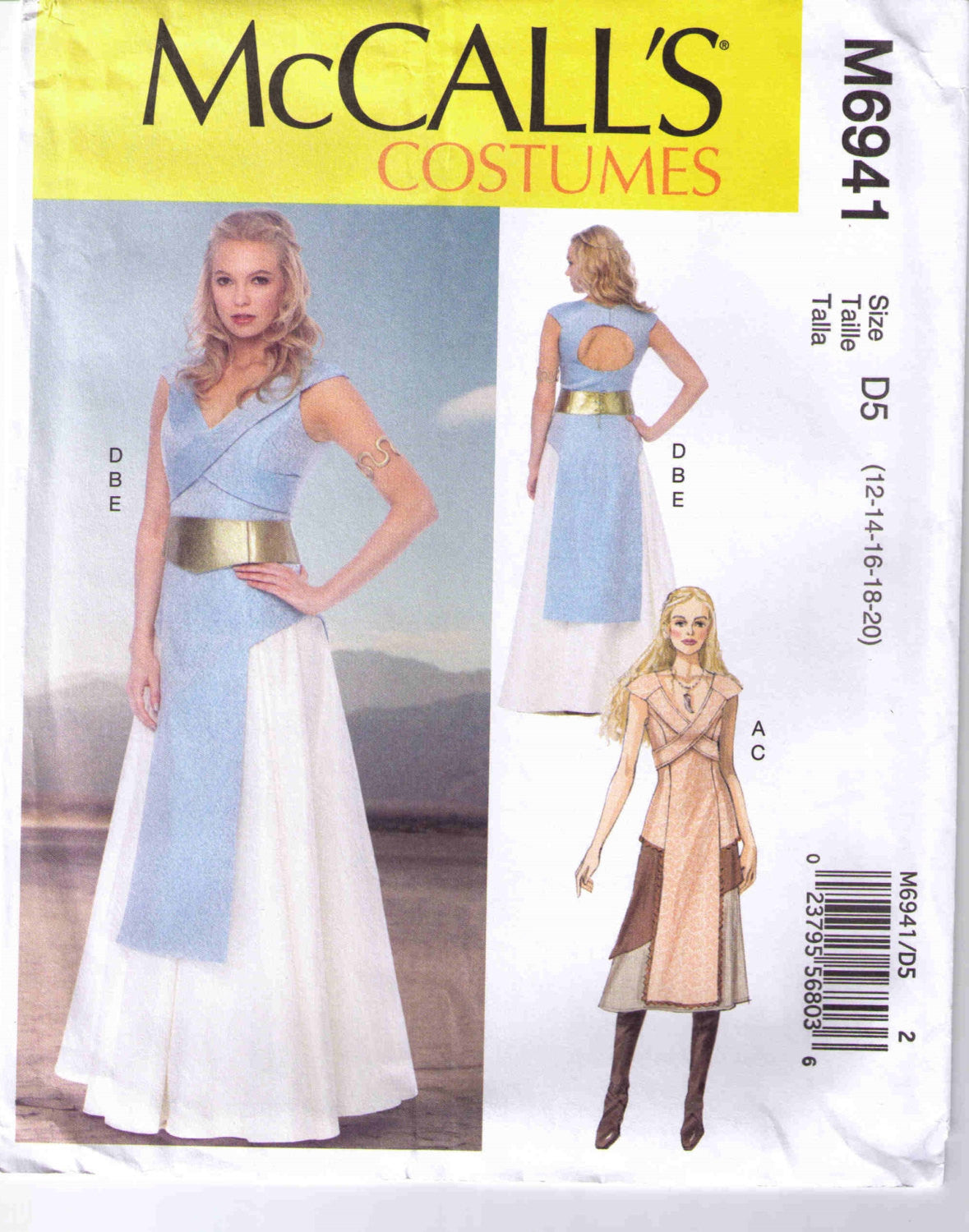 Greecian tabard, skirt, belt McCall's 6941 Adult sizes 12, 14, 16, 18, 20 - Patterns - Craft Supply House