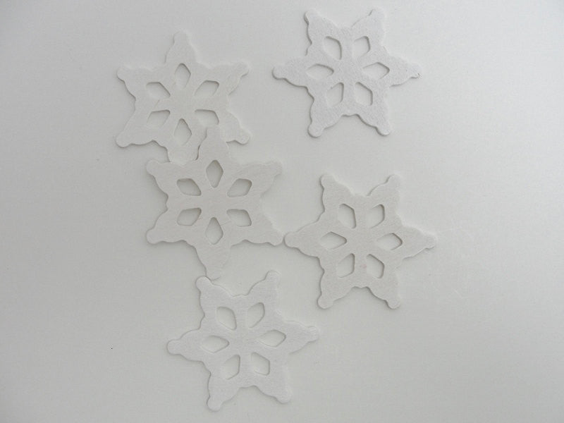 White wooden snowflake small 2 1/2" set of 5 - Wood parts - Craft Supply House