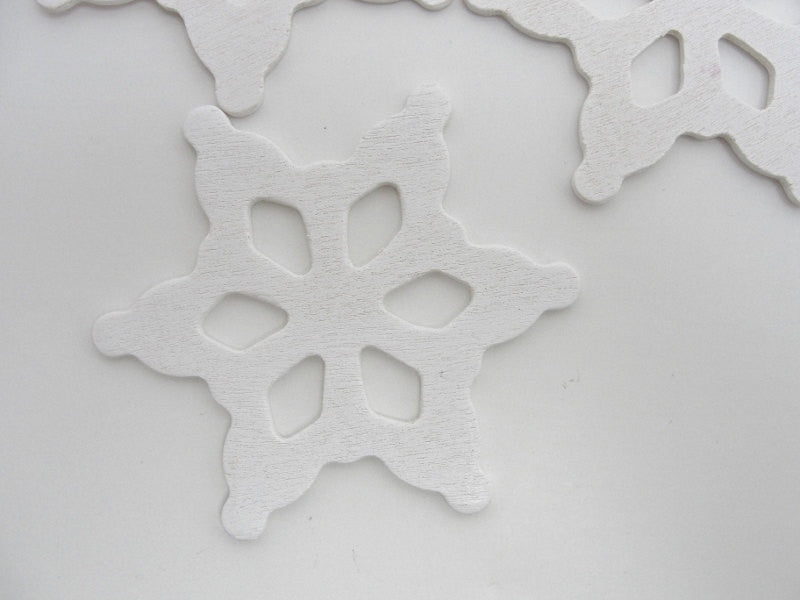 White wooden snowflake small 2 1/2" set of 5 - Wood parts - Craft Supply House