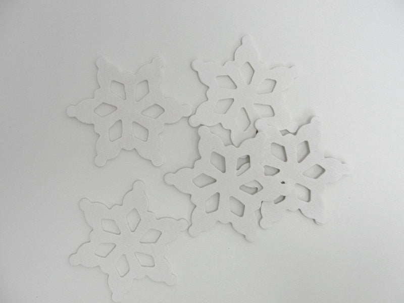 Wooden snowflake white 3 1/2" set of 5 - Wood parts - Craft Supply House