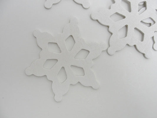 Wooden snowflake white 3 1/2" set of 5 - Wood parts - Craft Supply House