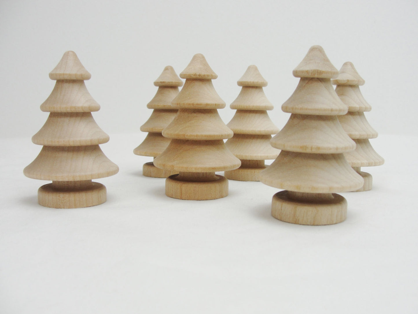 Turned Wooden tree 3 dimensional 2 3/4" set of 6 - Wood parts - Craft Supply House