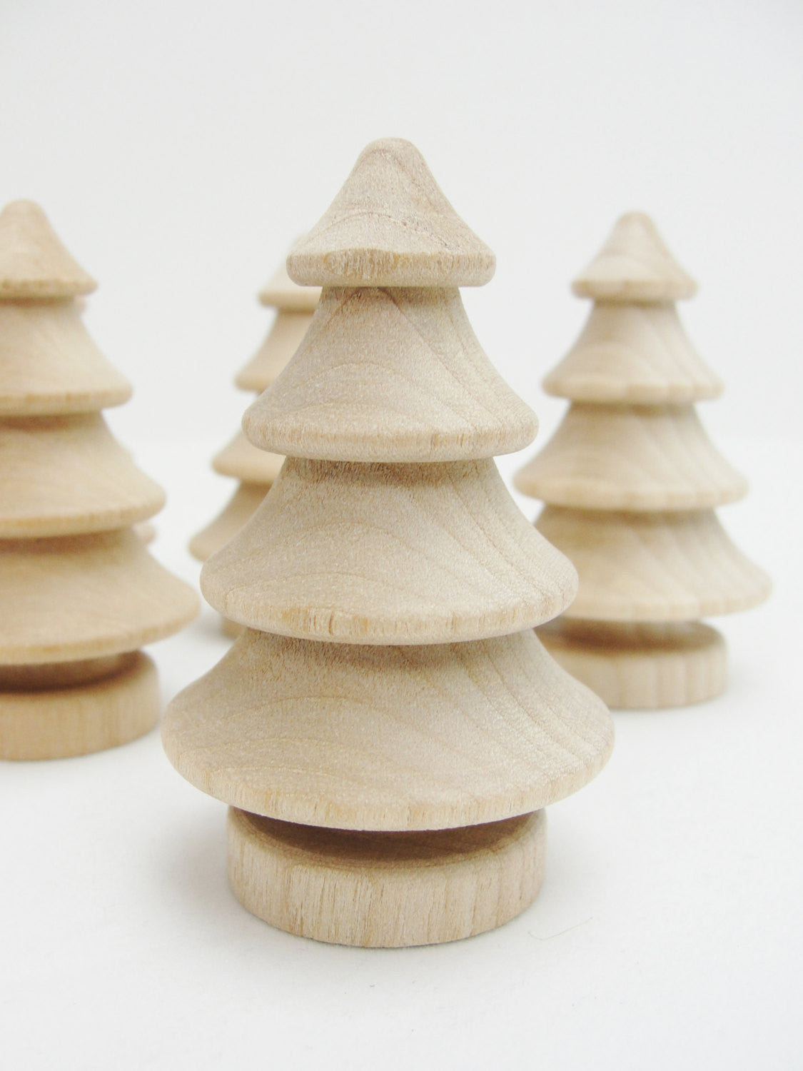 Turned Wooden tree 3 dimensional 2 3/4" set of 6 - Wood parts - Craft Supply House