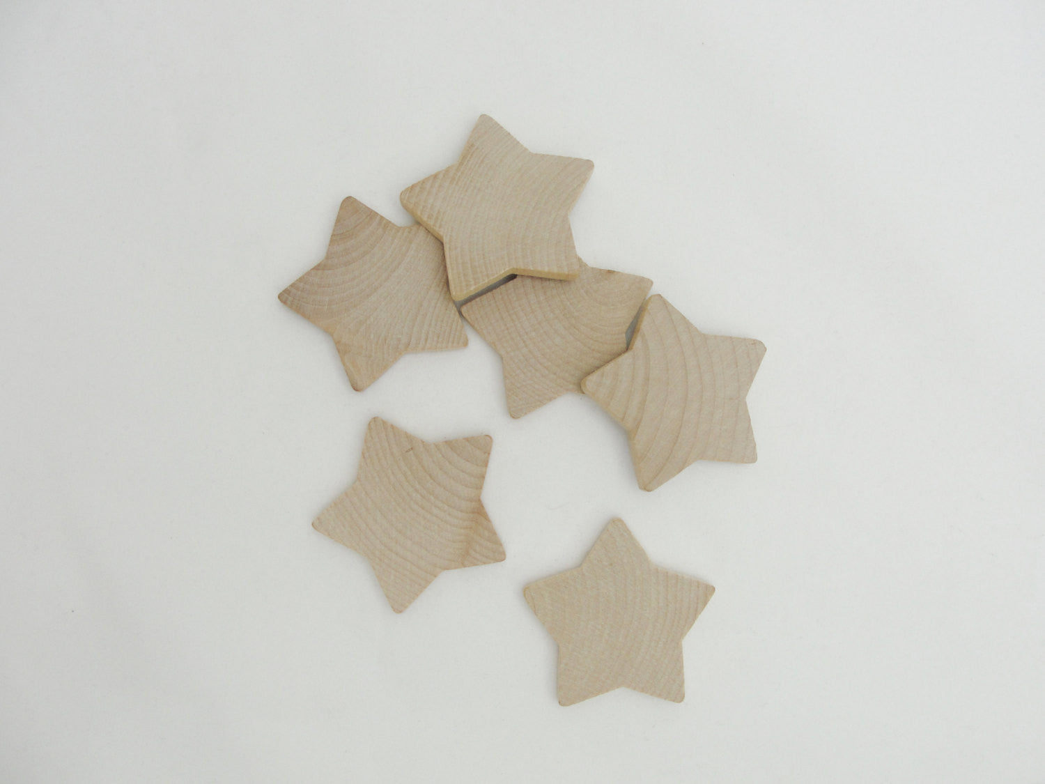 Rounded wooden star 1 7/8 inch (1 7/8") set of 6 - Wood parts - Craft Supply House