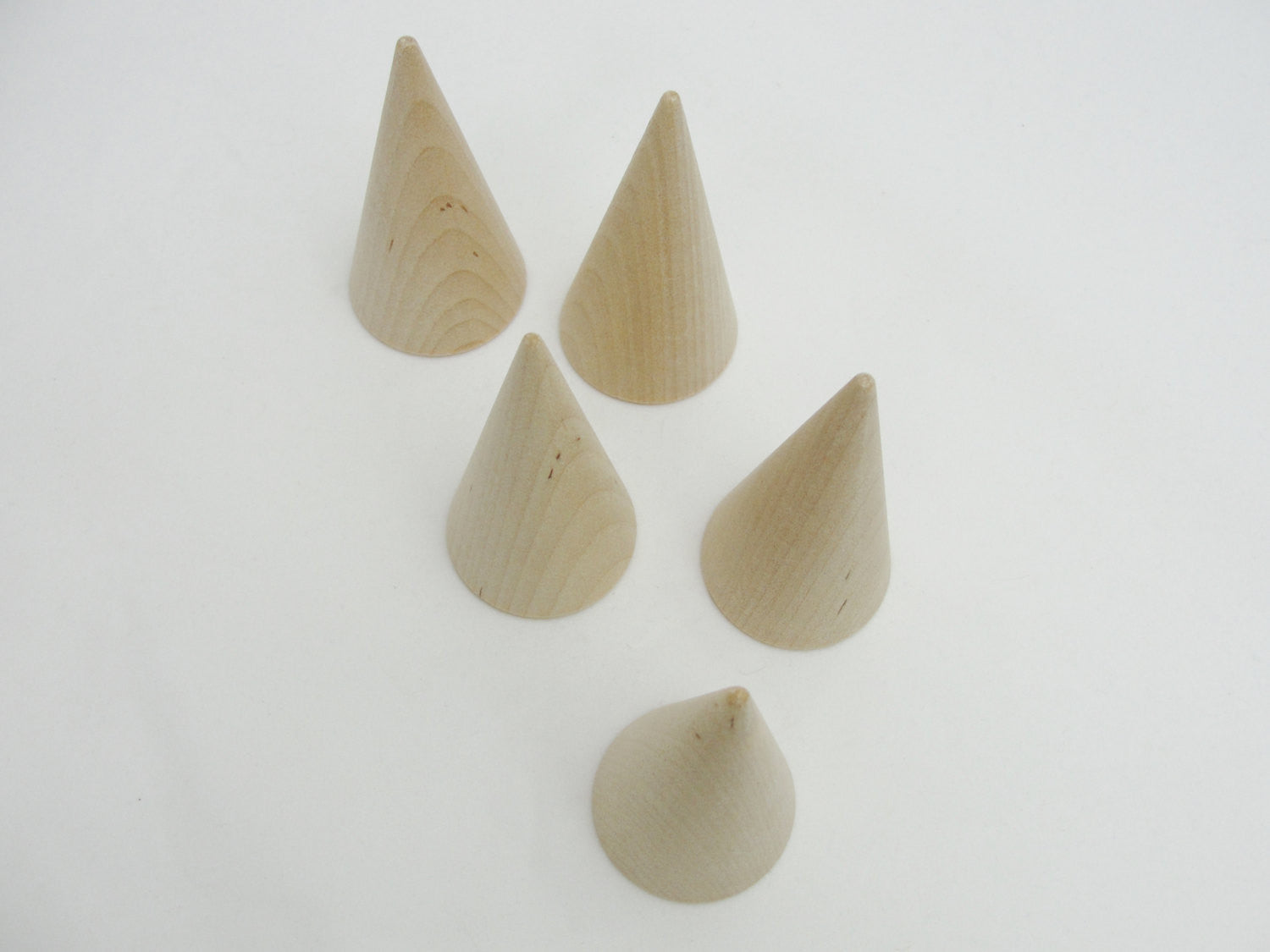 3" tall wooden cones, ring cones set of 5 - Wood parts - Craft Supply House