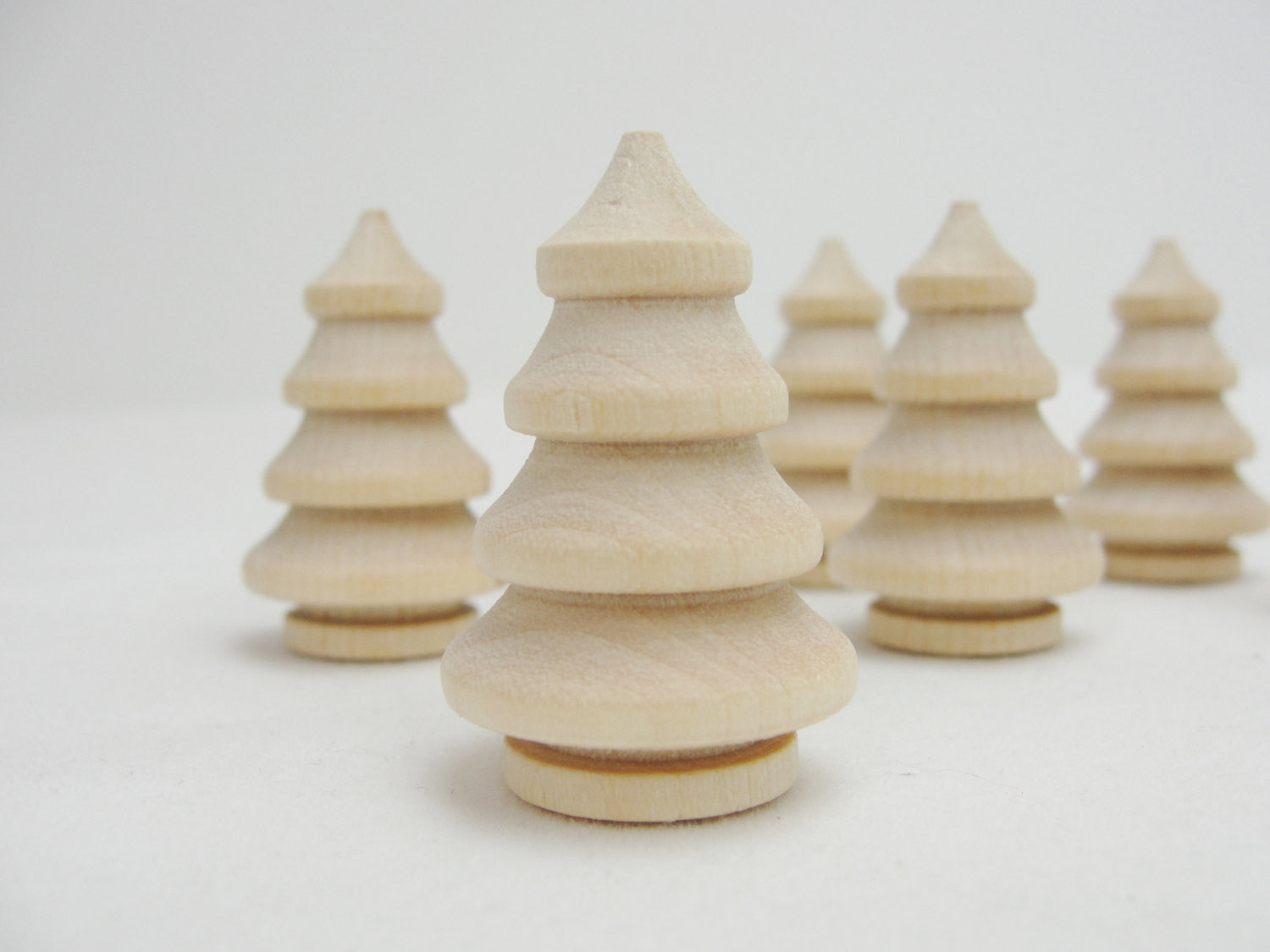 Wooden turned 3 dimensional tree 1 3/8" set of 6 - Wood parts - Craft Supply House