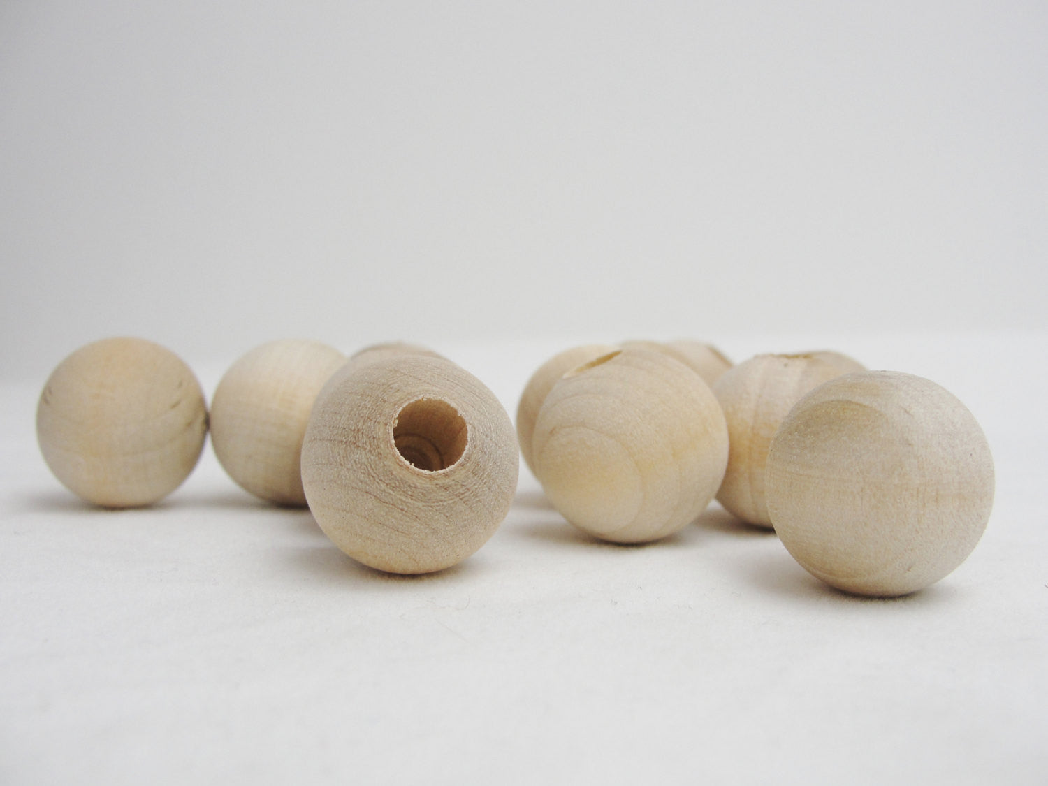 Wooden end cap ball 3/4" (.75") 20mm with 1/4" hole set of 12 - Wood parts - Craft Supply House