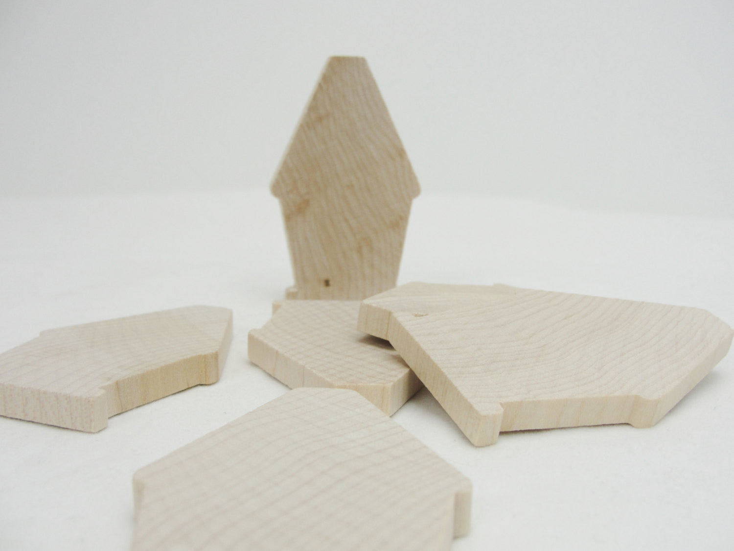 Large wooden birdhouse cutout Lark's loft set of 6 - Wood parts - Craft Supply House