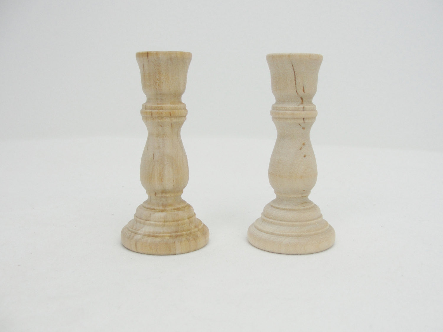 3 inch candlestick holders, set of 2 - Wood parts - Craft Supply House